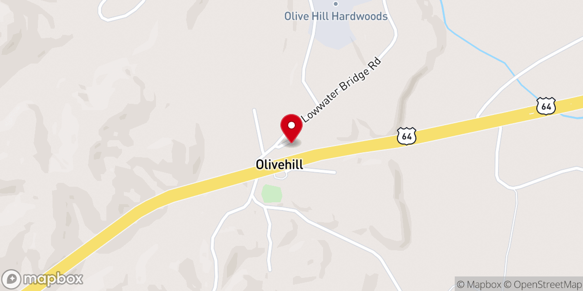 Map showing location of Olive Hill Baptist Church
