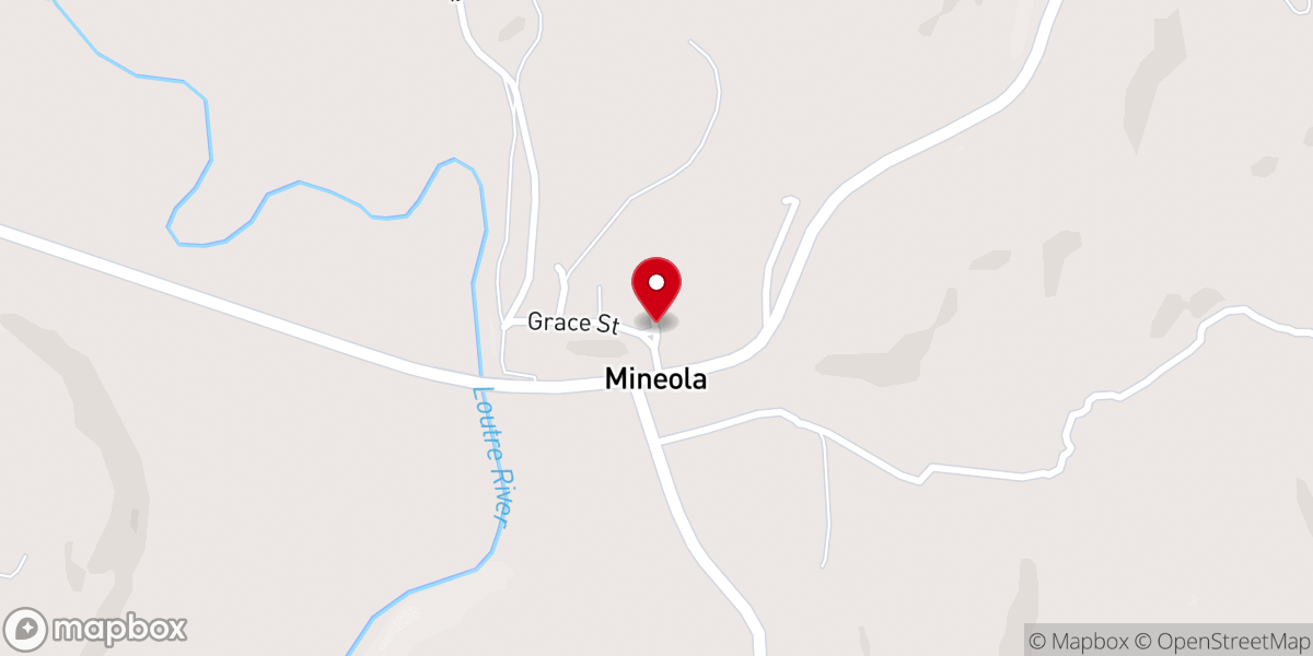 Map showing location of Mineola Baptist Church