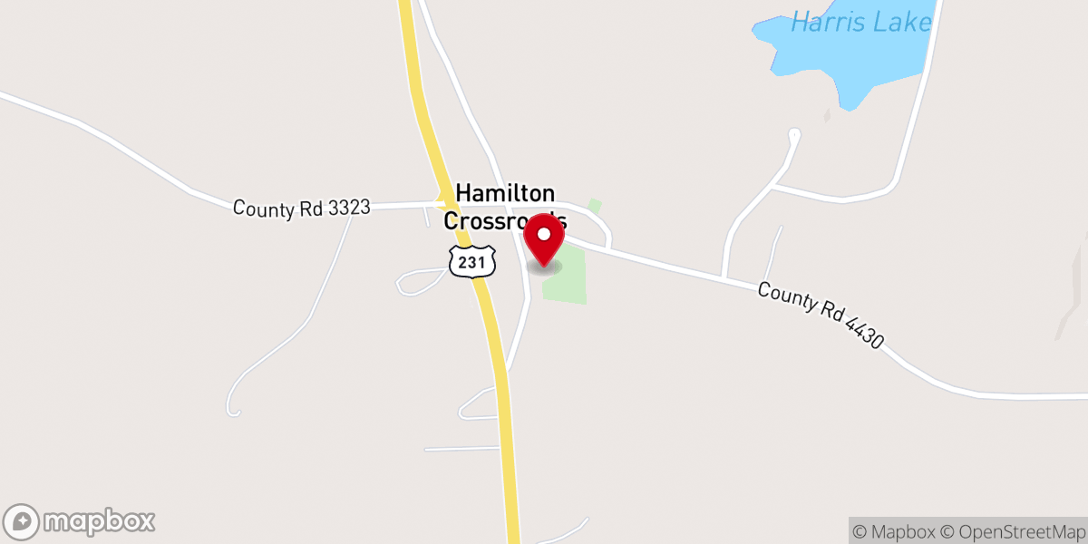 Map showing location of Hamilton Cross Roads Church of Christ