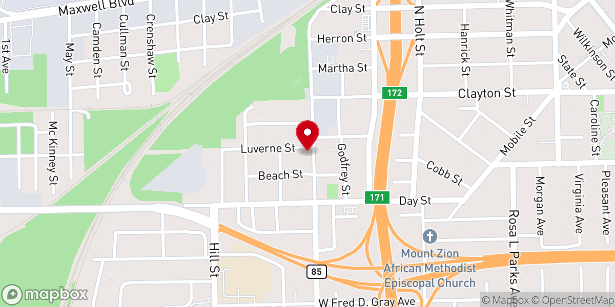 Map showing location of Galilea Baptist Church
