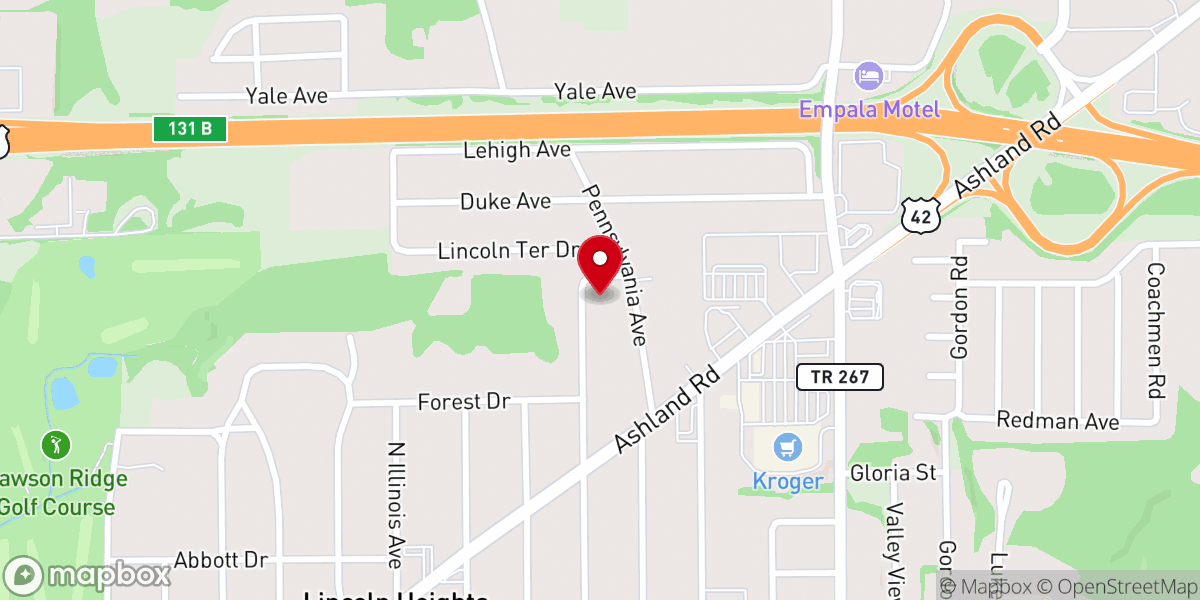 Map showing location of Lincoln Heights Church of Christ in Christian Union