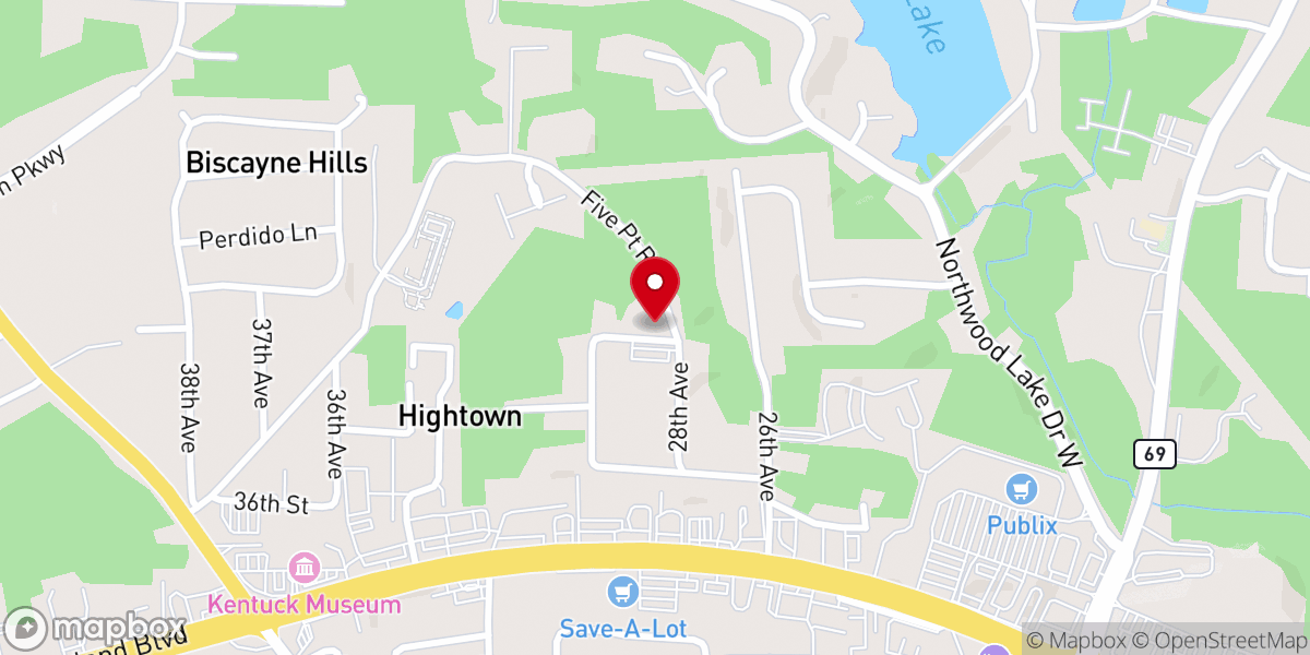 Map showing location of Hightown Community Church