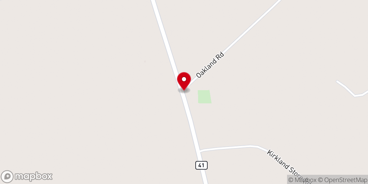 Map showing location of Oakland Baptist Church