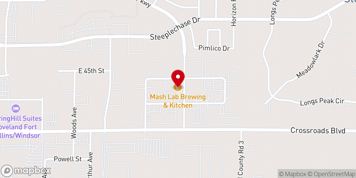 Map showing location of Mash Lab Brewing & Kitchen
