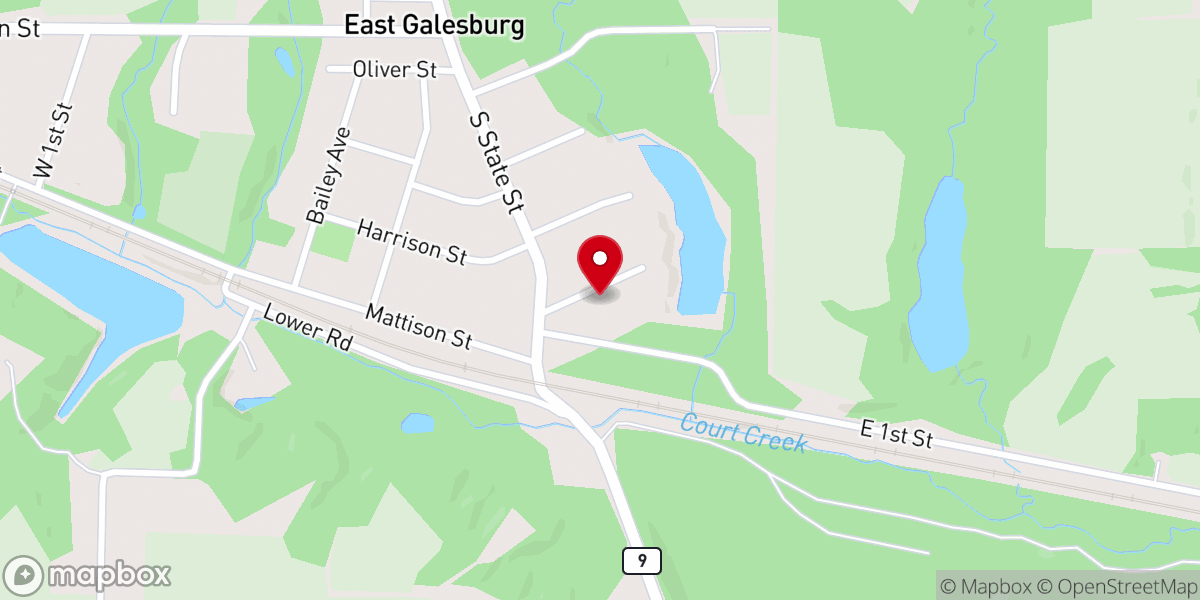 Map showing location of East Galesburg Community Chapel