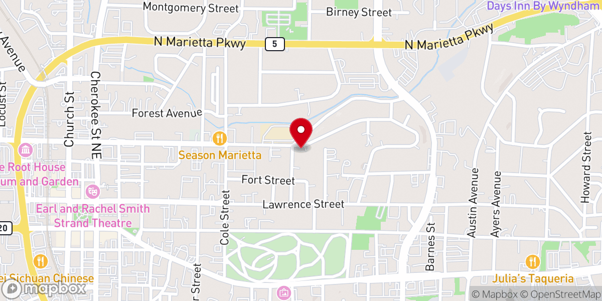 Map showing location of Marietta Chapel AME Church