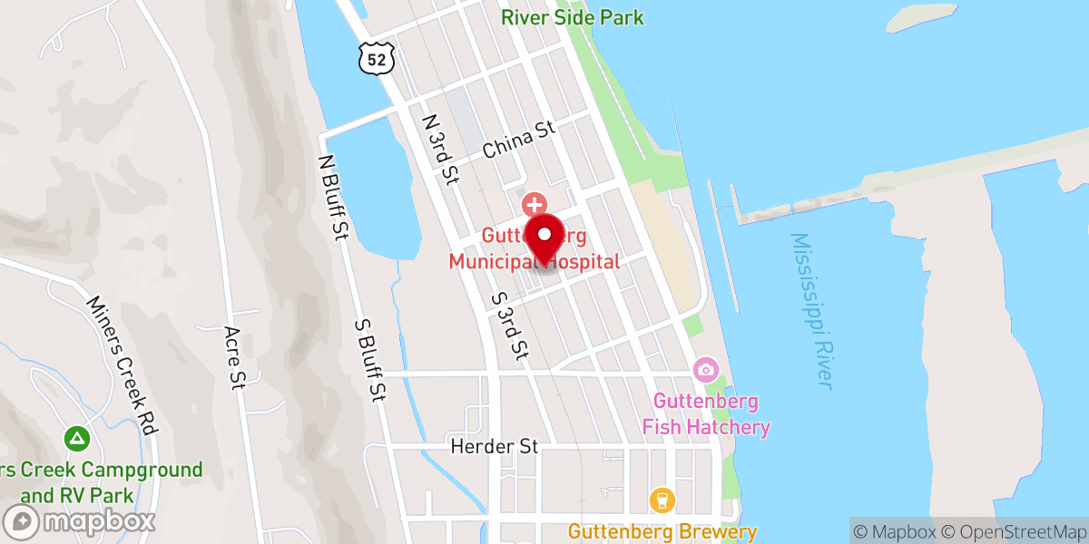Map showing location of St. John's Lutheran Church