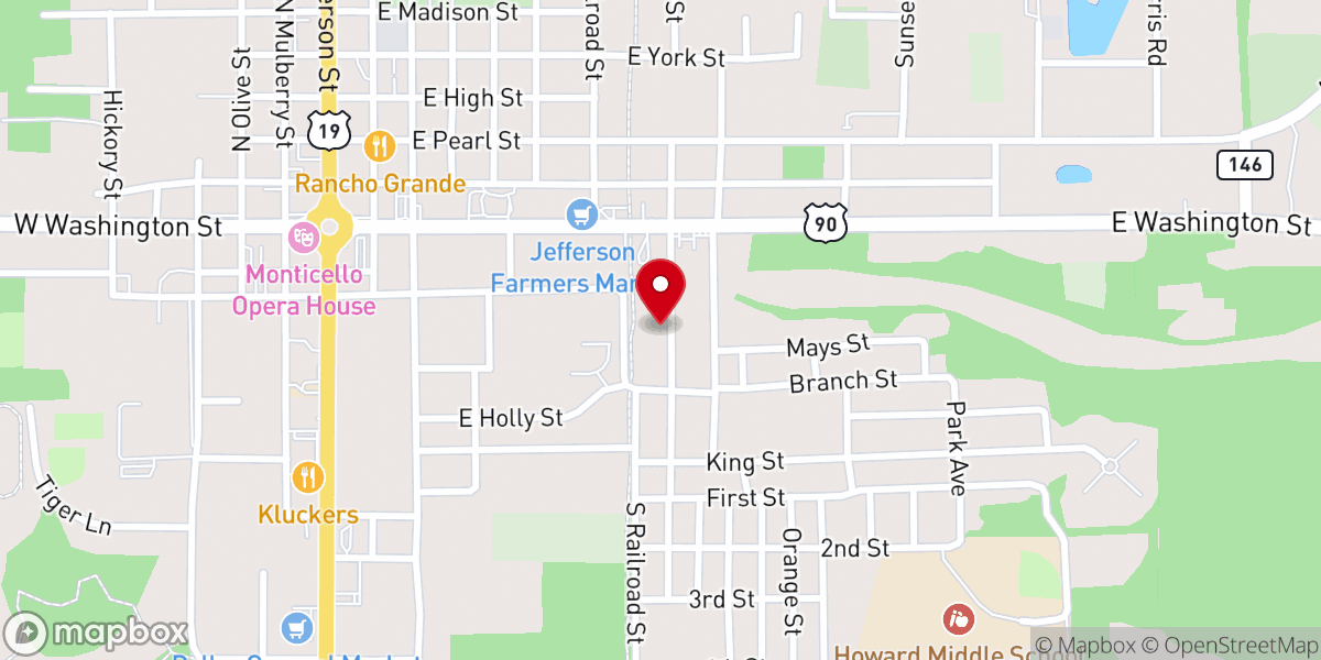 Map showing location of Monticello Church of God of Prophecy