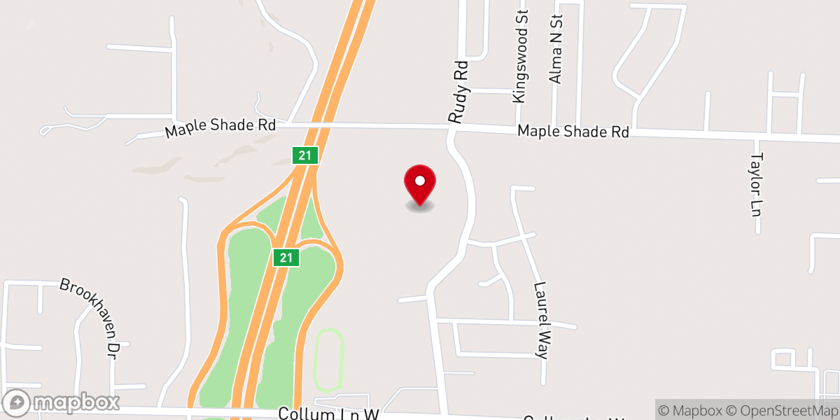 Map showing location of New Heights Baptist Church