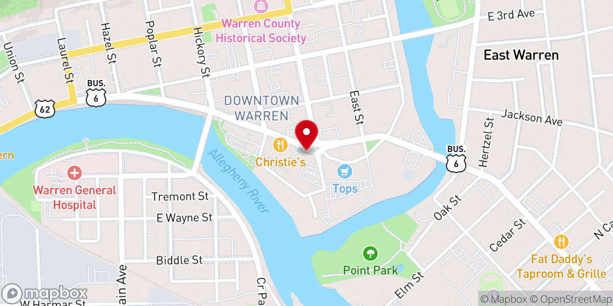 Map showing location of Warren Times Observer