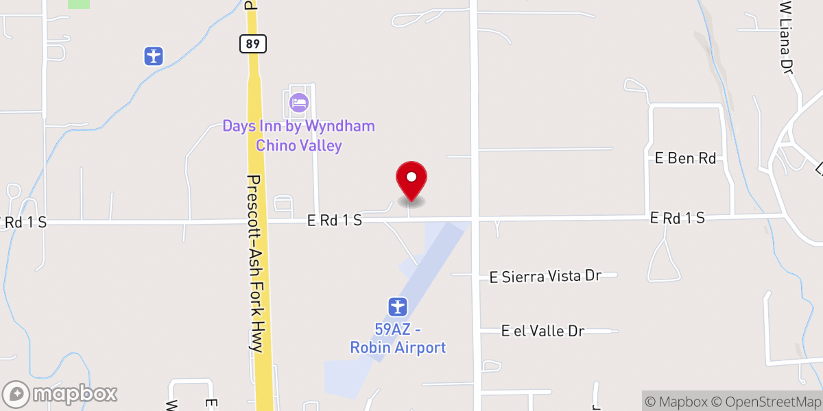 Map showing location of Chino Valley Food Bank