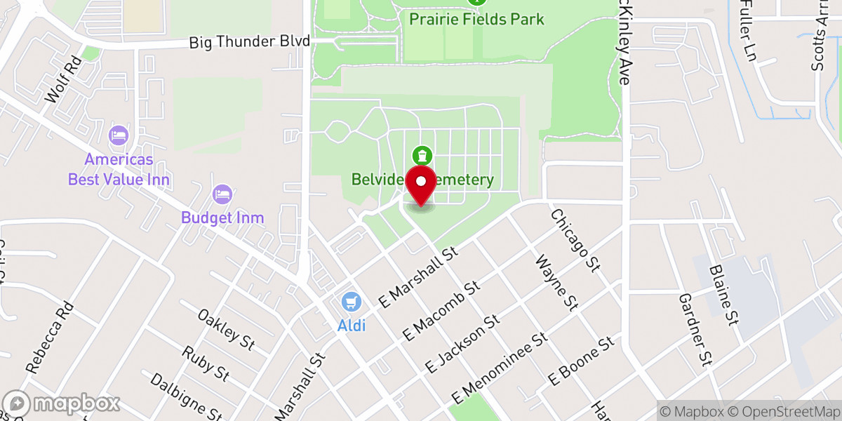 Map showing location of Pettit Memorial Chapel