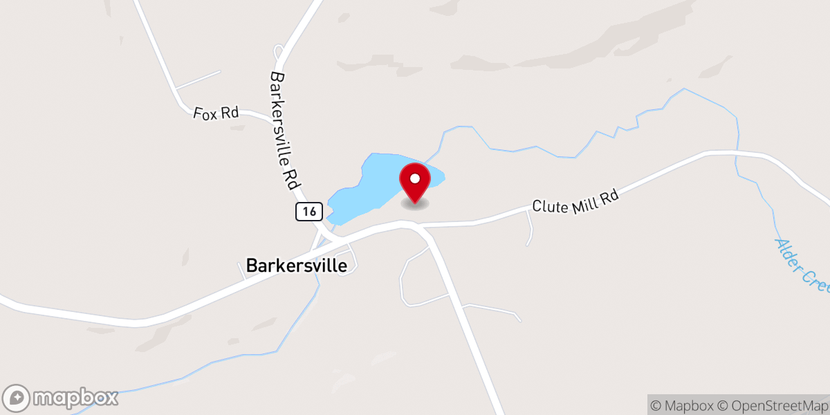 Map showing location of Barkersville Christian Church