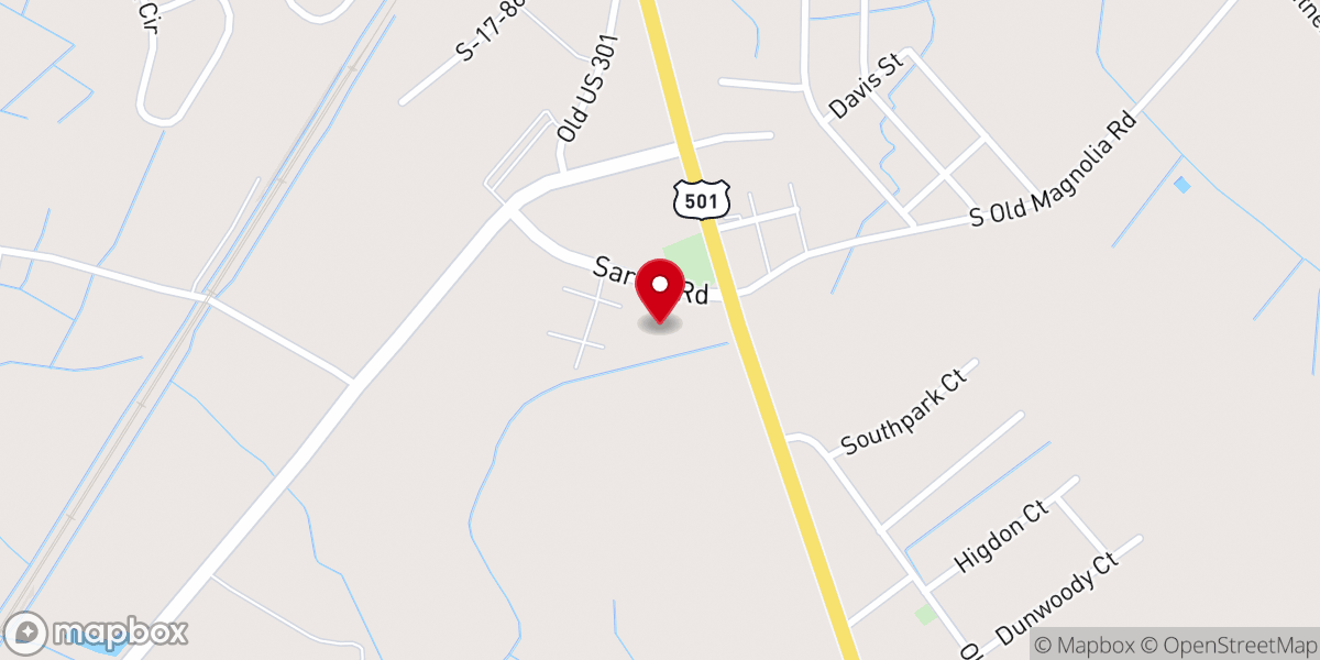 Map showing location of Sardis Baptist Church