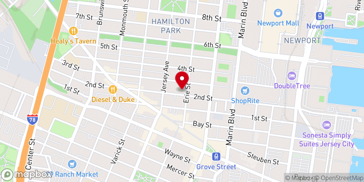 Map showing location of Grace Church Van Vorst