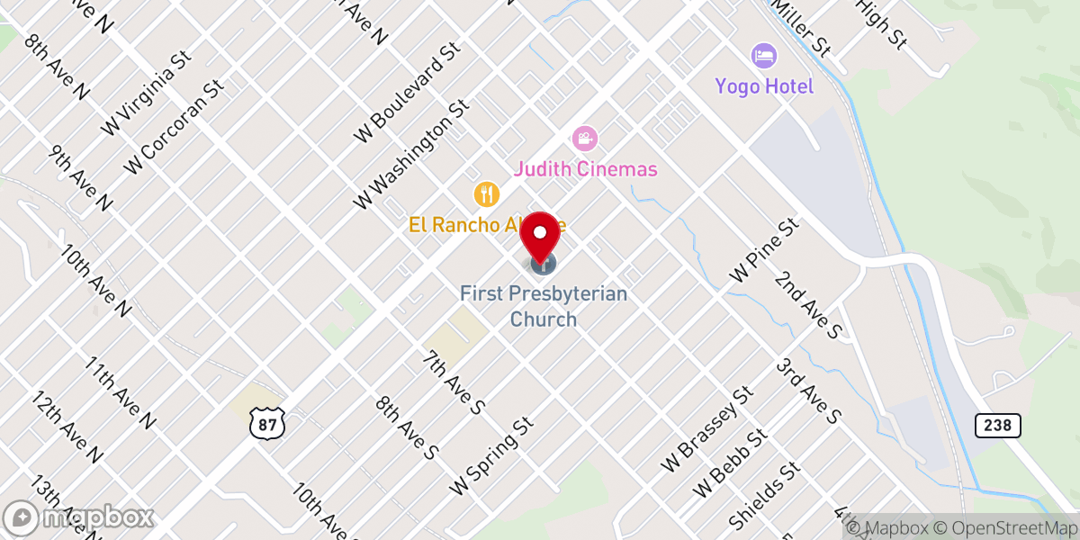 Map showing location of First Presbyterian Church