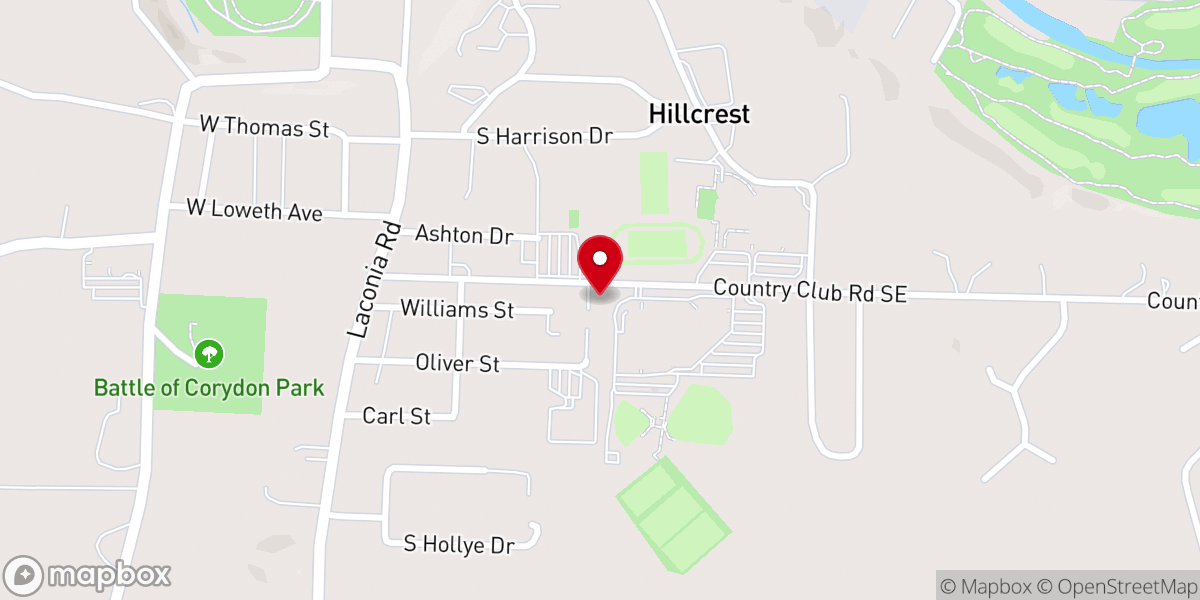 Map showing location of Hickory Treatment Center at Corydon
