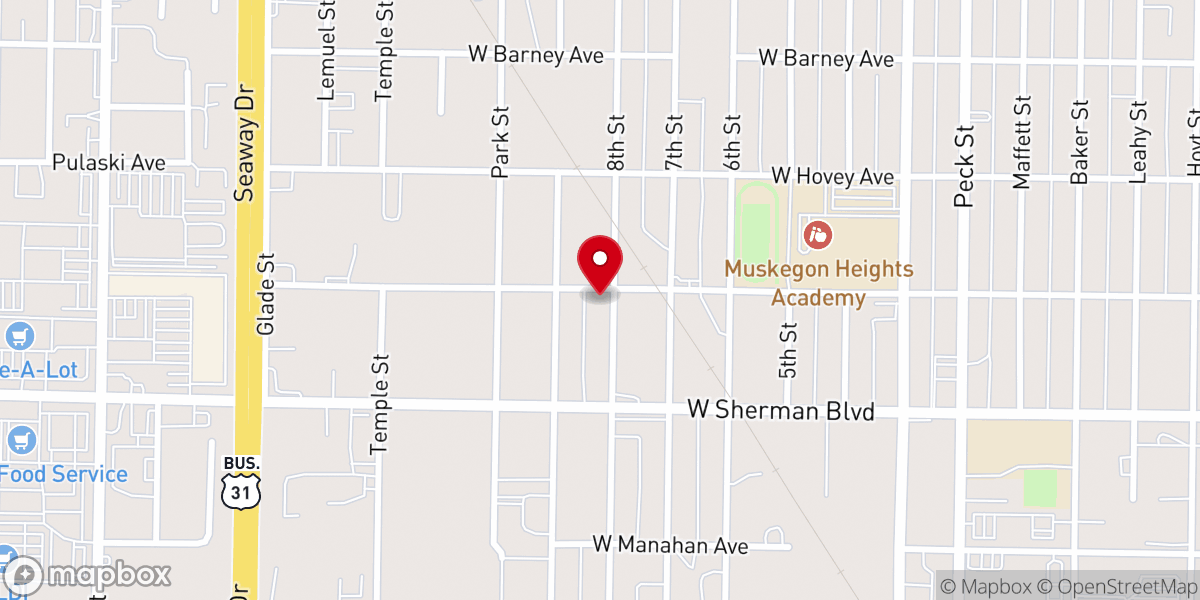 Map showing location of Mt Olive Missionary Baptist Church