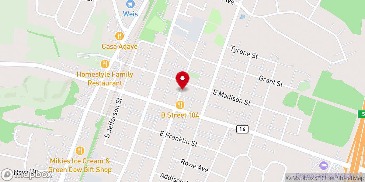 Map showing location of First Church Greencastle