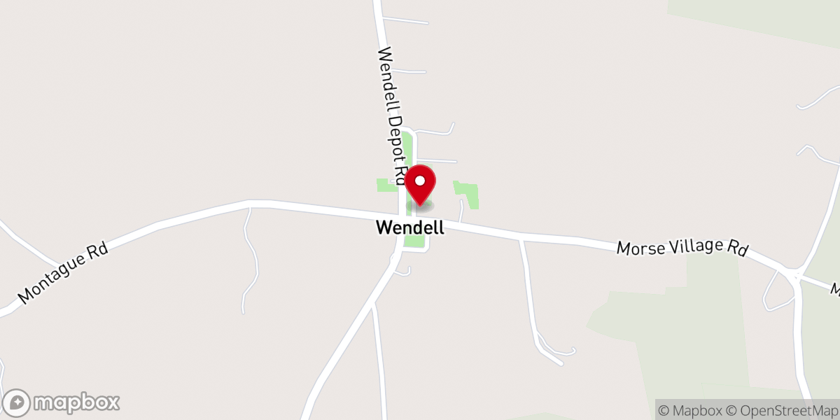 Map showing location of Wendell Meetinghouse