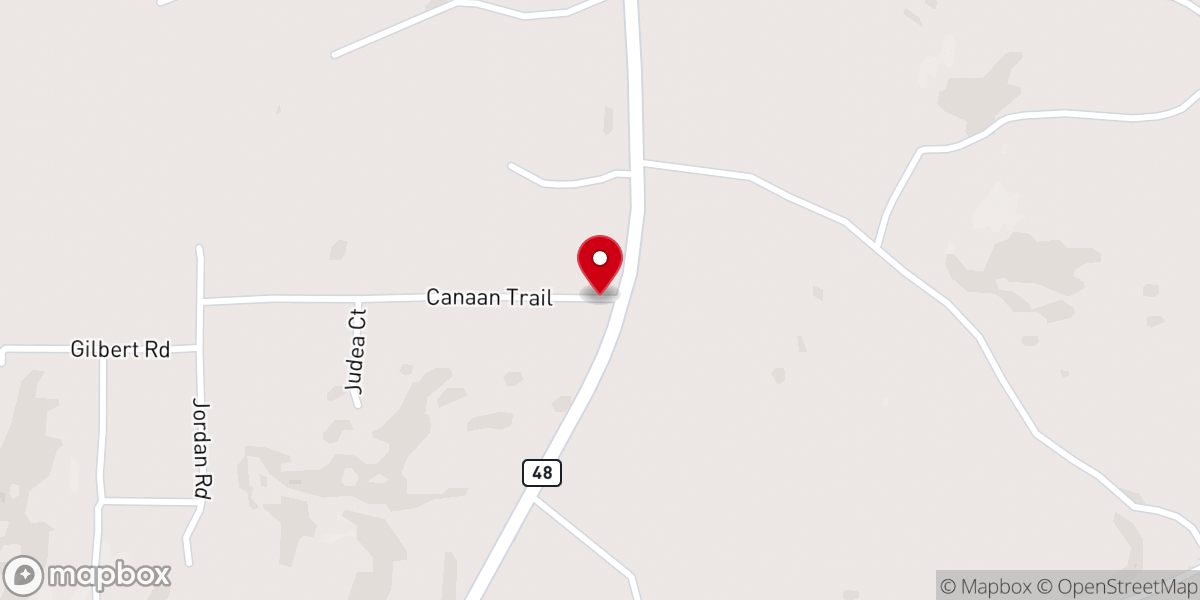 Map showing location of Canaan Trail Baptist Church