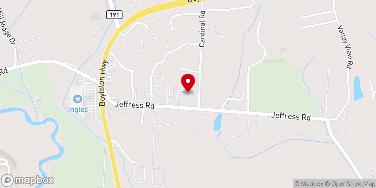 Map showing location of Mills River Seventh-Day Adventist Church