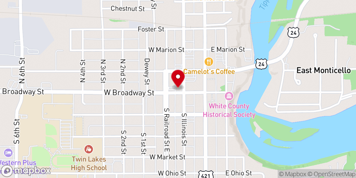 Map showing location of First Presbyterian Church