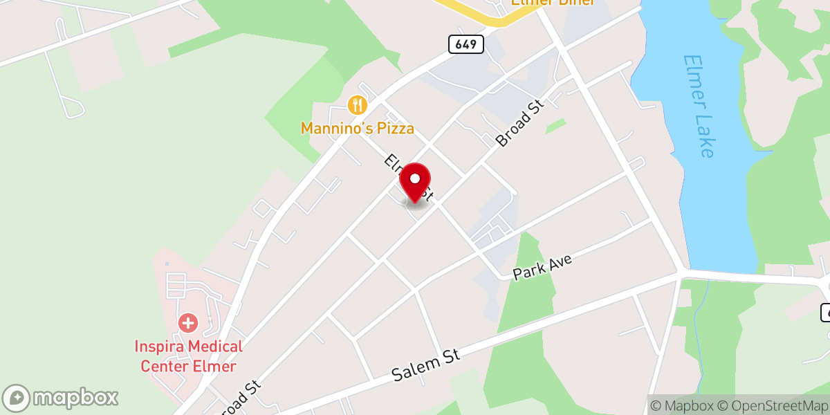 Map showing location of First Baptist Church Elmer