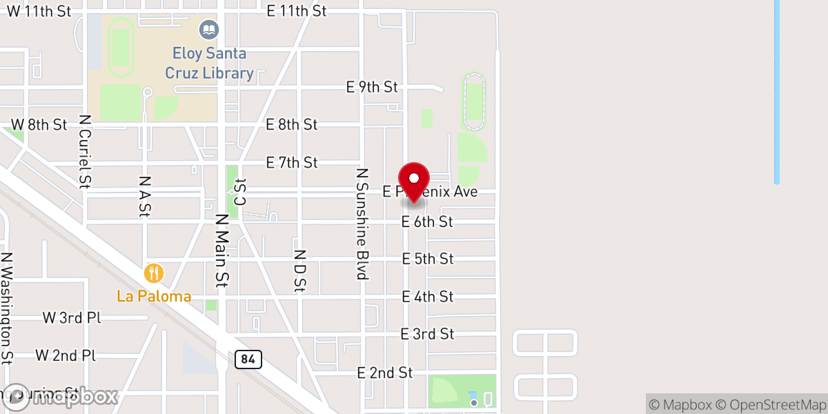 Map showing location of Eloy Food Pantry - Food Distribution Center