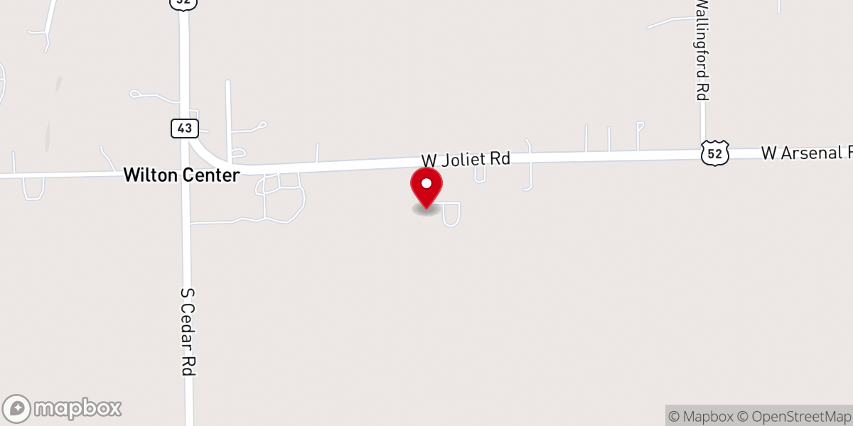 Map showing location of Wilton Center Federated Church
