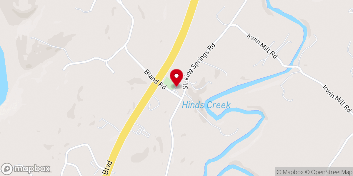 Map showing location of Sinking Springs United Methodist Church