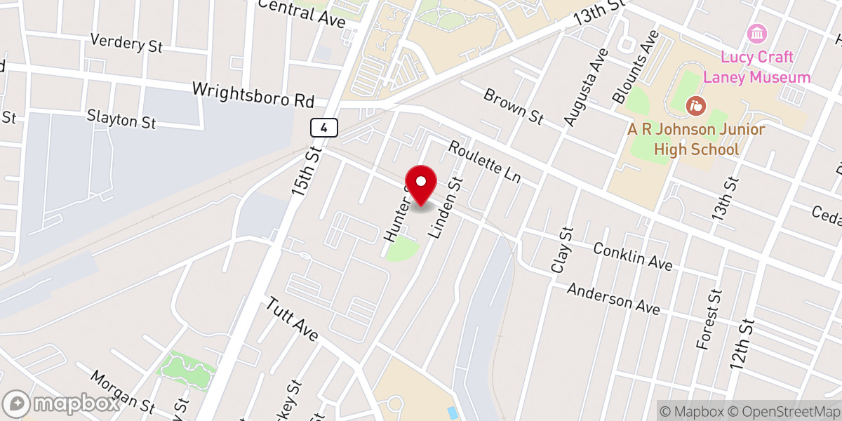 Map showing location of Rowland Grove Church
