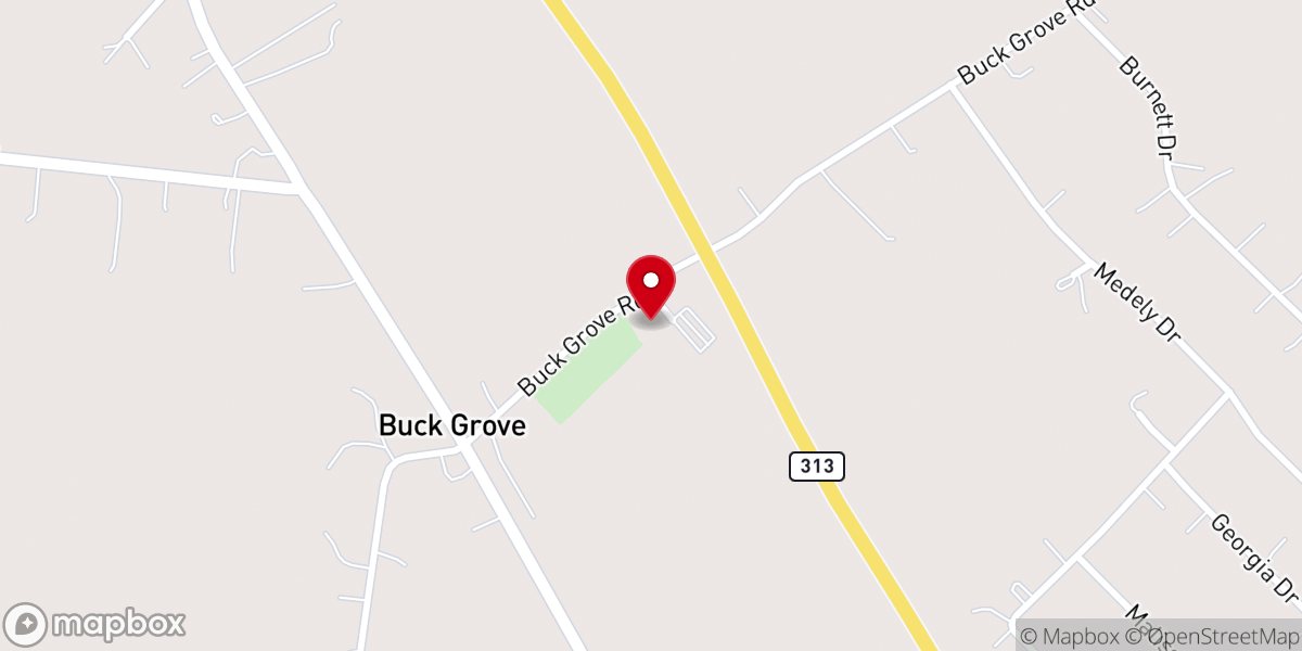 Map showing location of Buck Grove Church