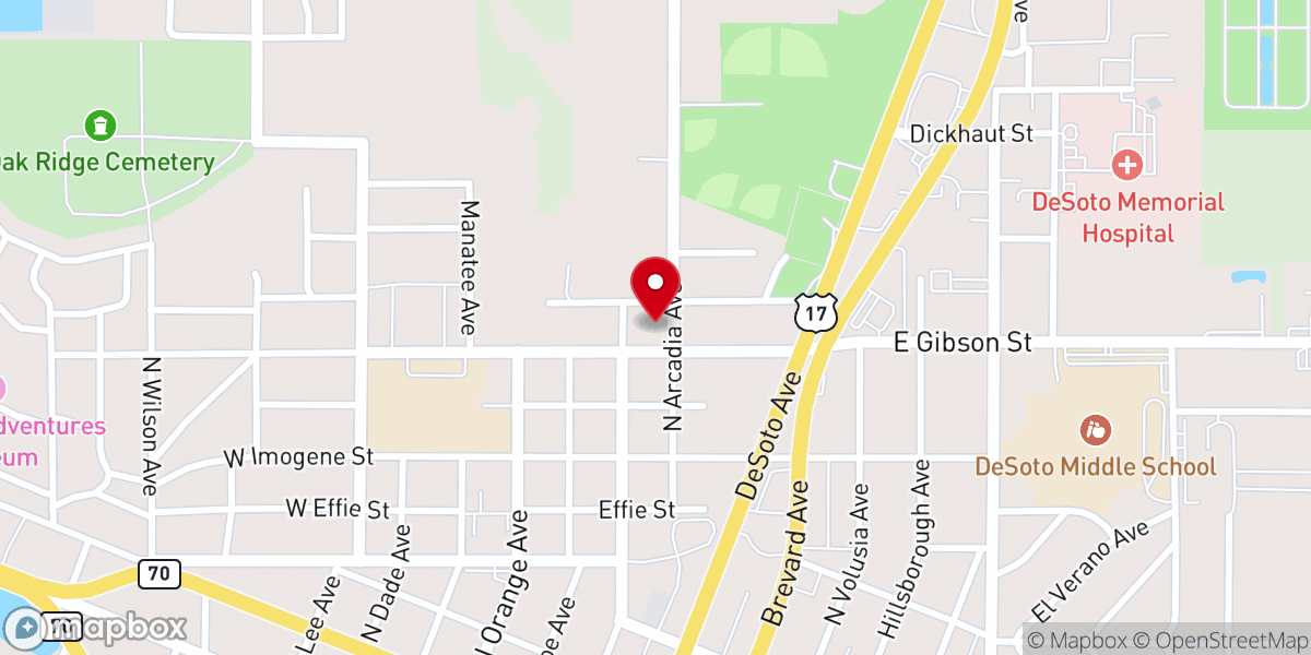 Map showing location of Arcadia First Church of the Nazarene