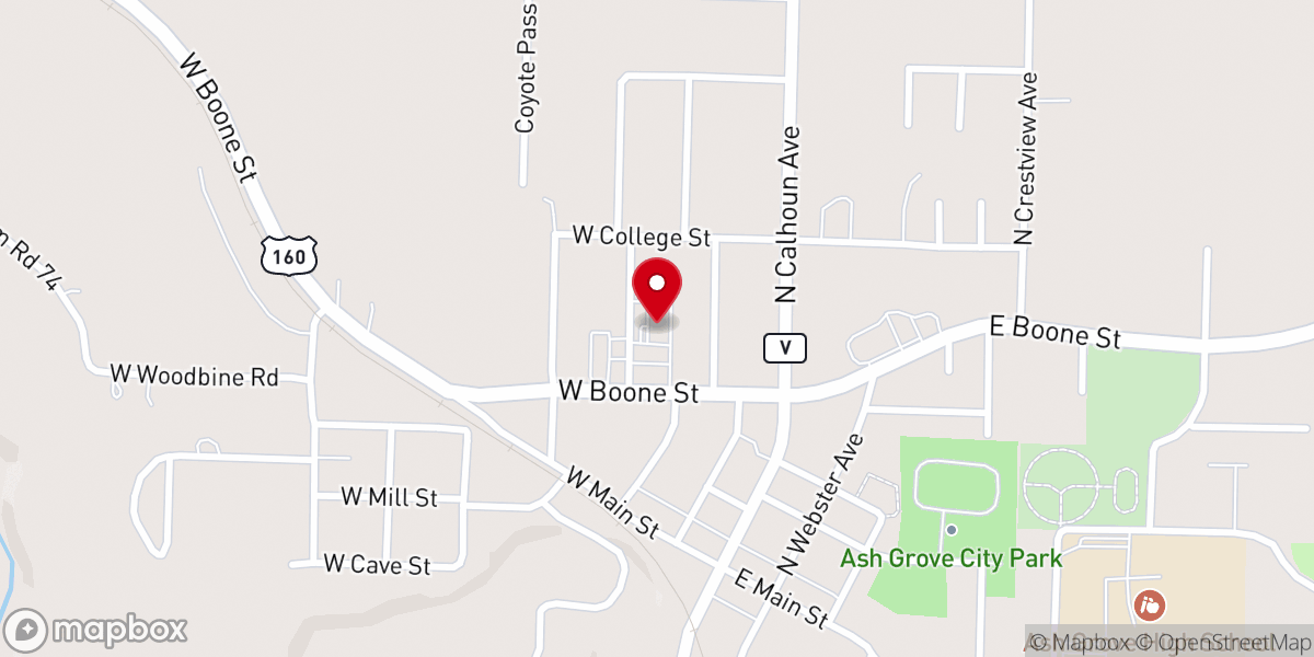Map showing location of Ash Grove Sunshine Center