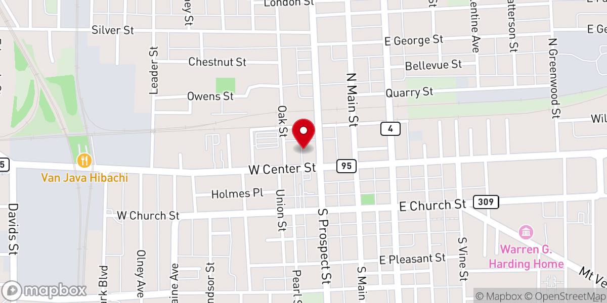 Map showing location of Grace Harvest Community Church