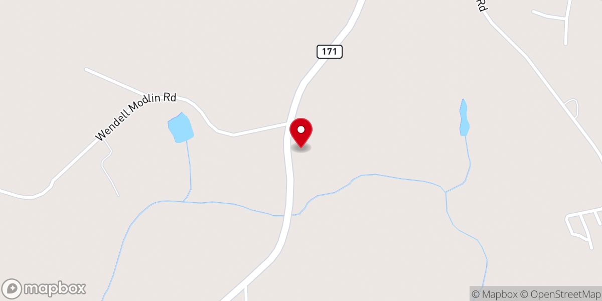 Map showing location of Cedar Branch Baptist Church