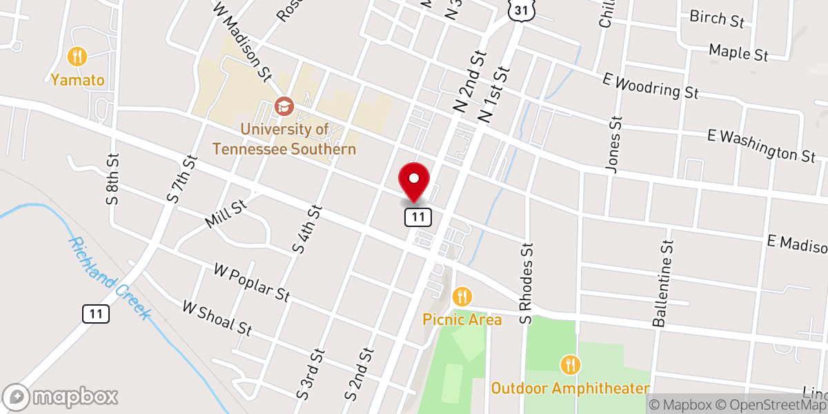 Map showing location of First Presbyterian Church