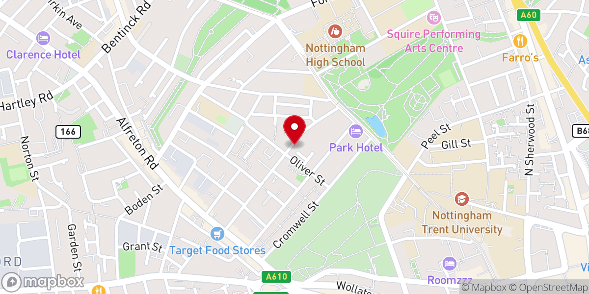 Map showing location of RCCG CRA Nottingham