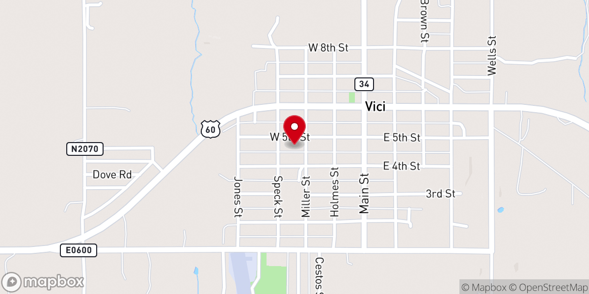 Map showing location of Vici Church of the Nazarene