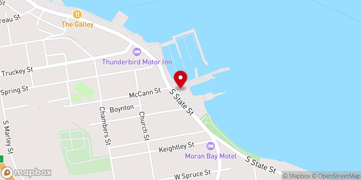 Map showing location of Mackinac Grille & Patio Bar