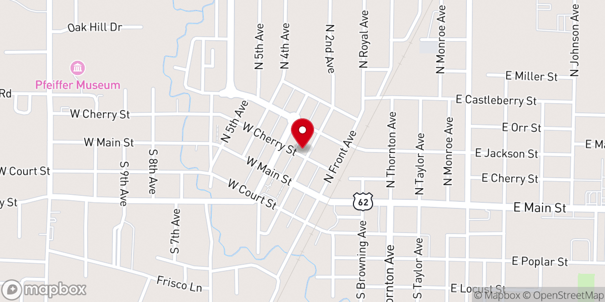 Map showing location of First Presbyterian Church