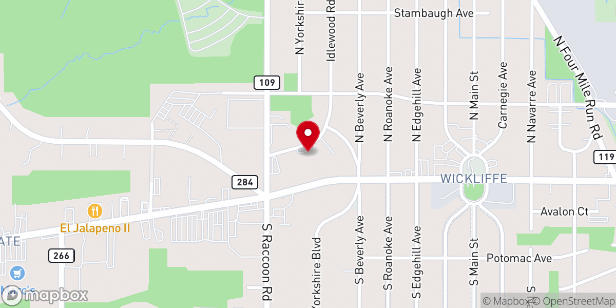 Map showing location of Wickliffe Presbyterian Church