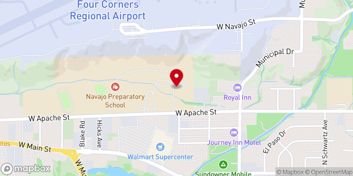 Map showing location of Navajo United Methodist Center