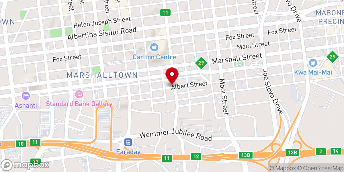 Map showing location of METHODIST CHURCH OF SOUTHERN AFRICA sunday service