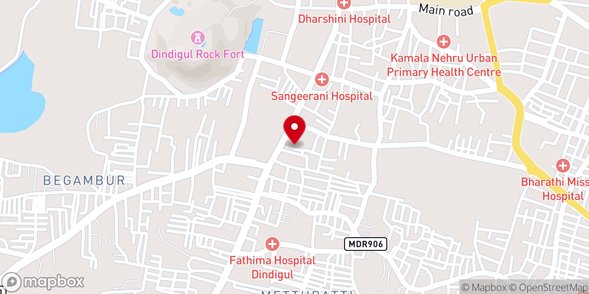 Map showing location of Periya Pallivasal street, Begampur, Dindigul.