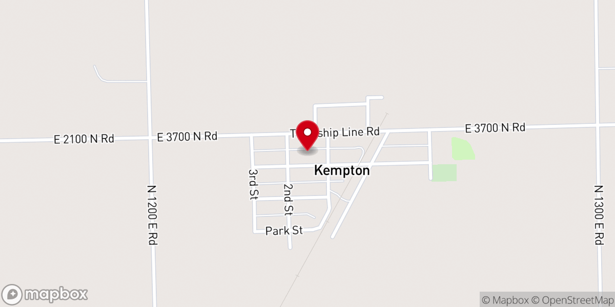 Map showing location of Village of Kempton