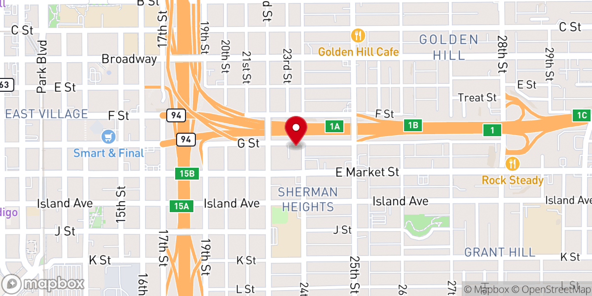 Map showing location of Our Lady of Angels Church