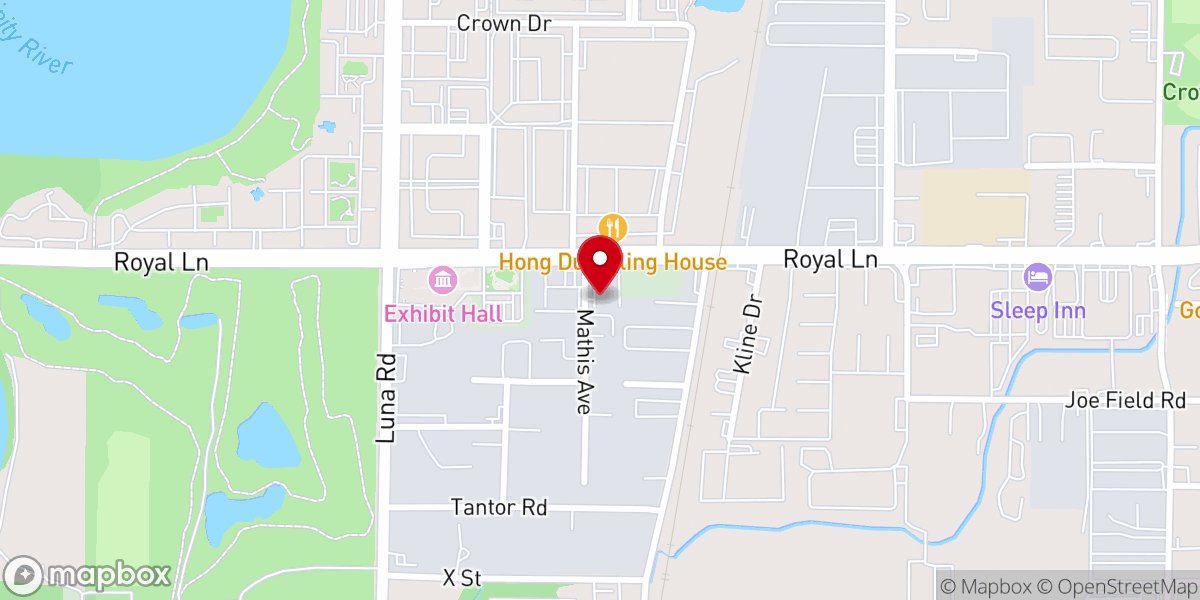 Map showing location of Dallas Hana Church