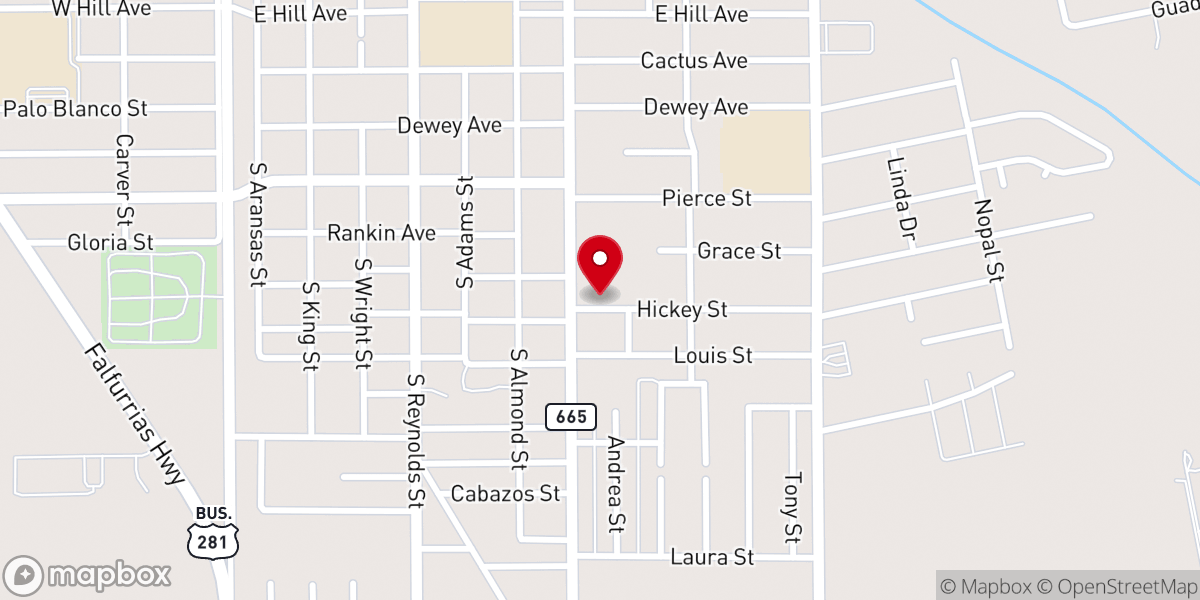 Map showing location of Emmanuel Baptist Church Alice